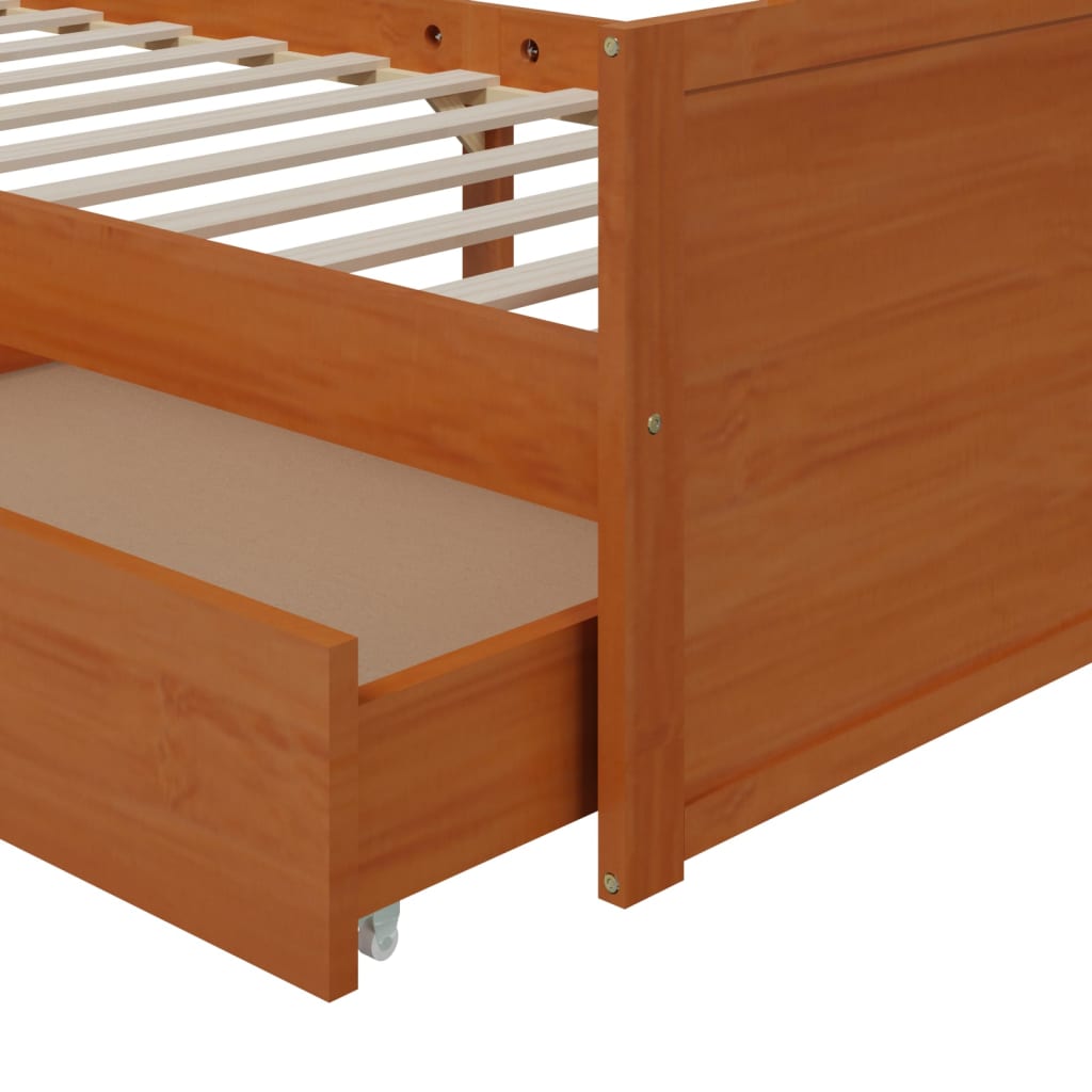 Bed Frame without Mattress Honey Brown Solid Wood Pine 90x200 cm