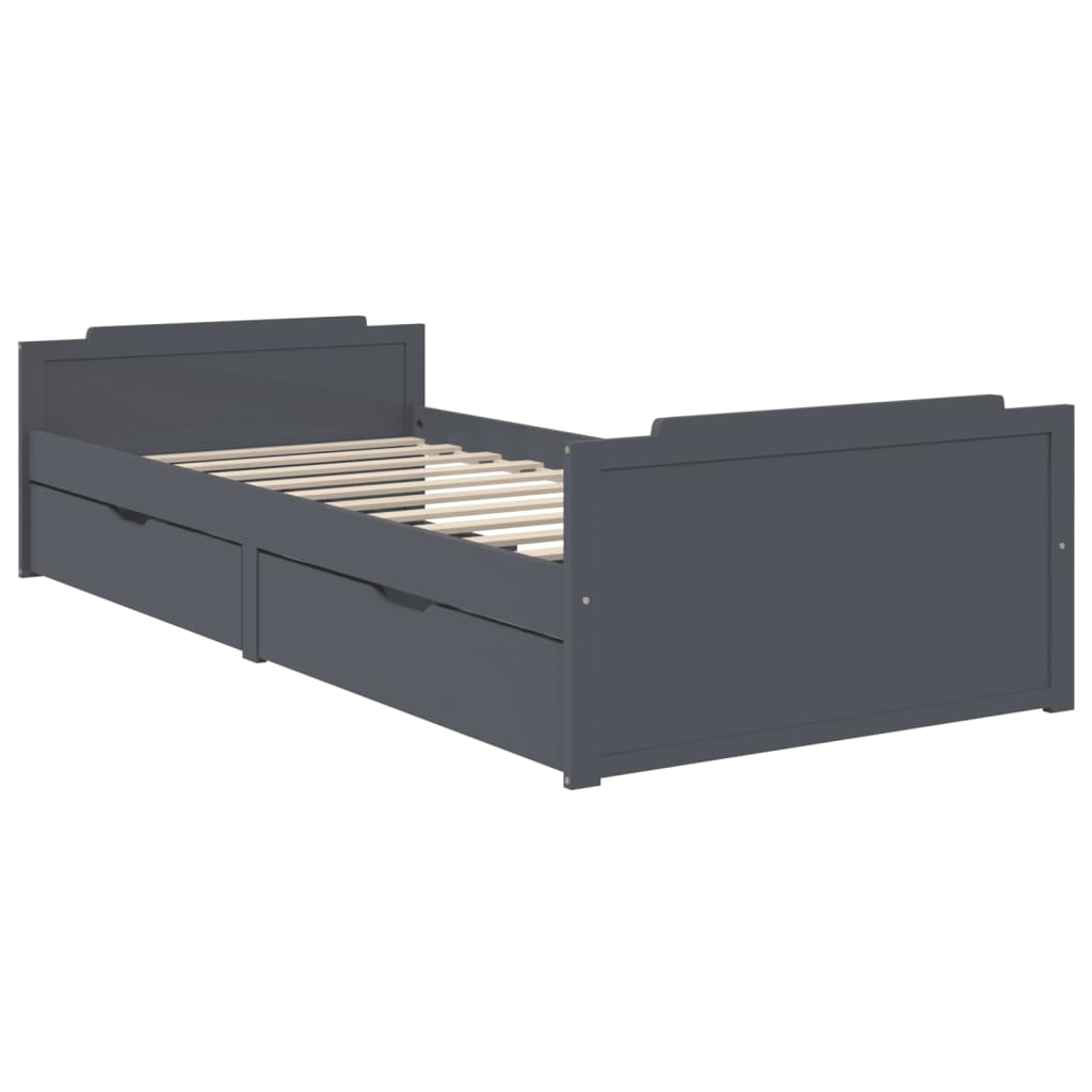 Bed Frame without Mattress Dark Grey Solid Wood Pine 90x200 cm
