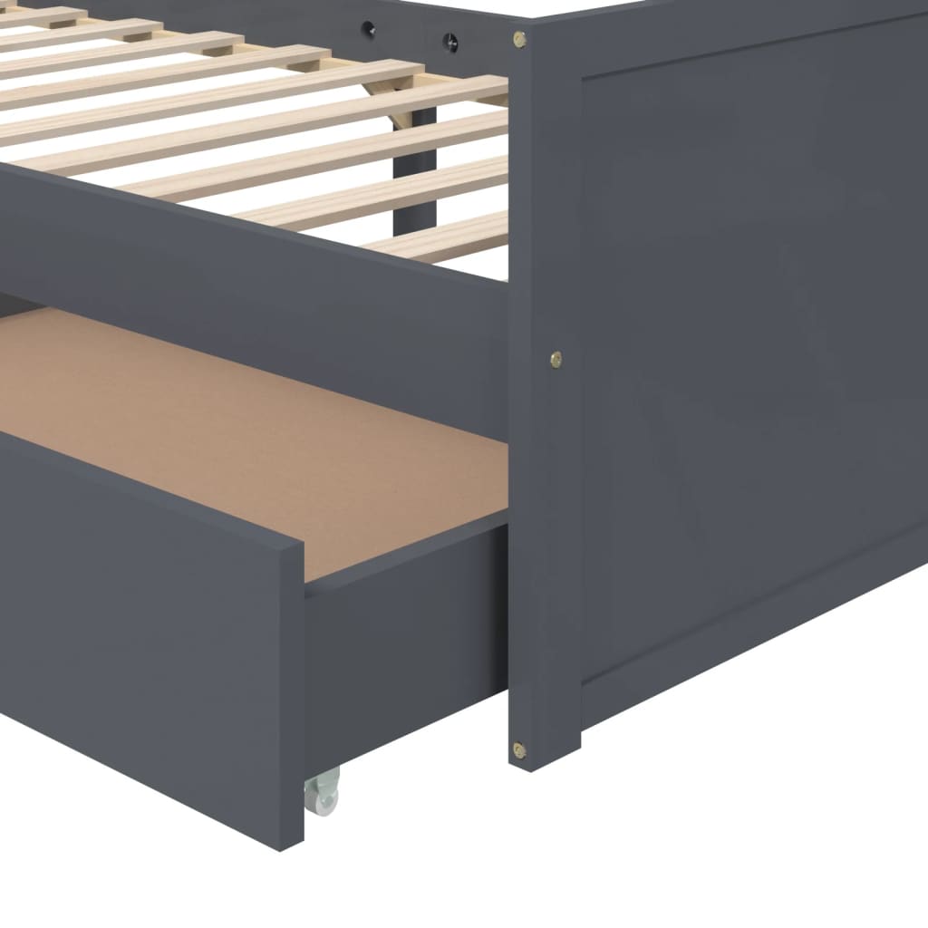 Bed Frame without Mattress Dark Grey Solid Wood Pine 90x200 cm