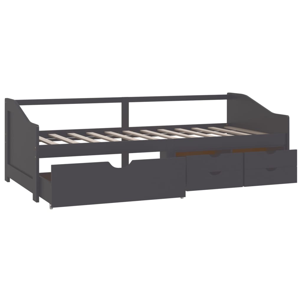 3-Seater Day Bed without Mattress Grey Solid Pinewood 90x200cm