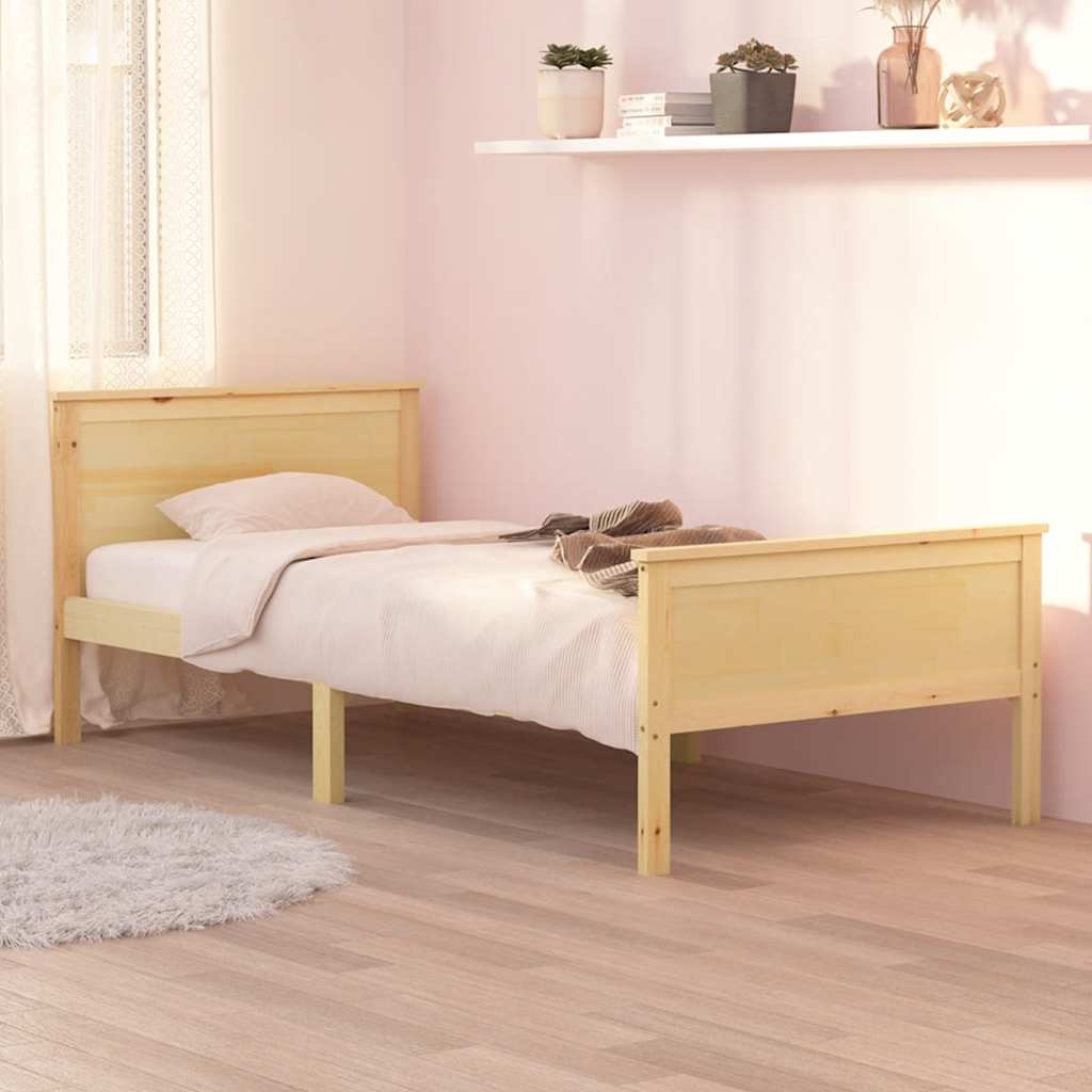 Bed Frame without Mattress Solid Wood Pine 90x200 cm