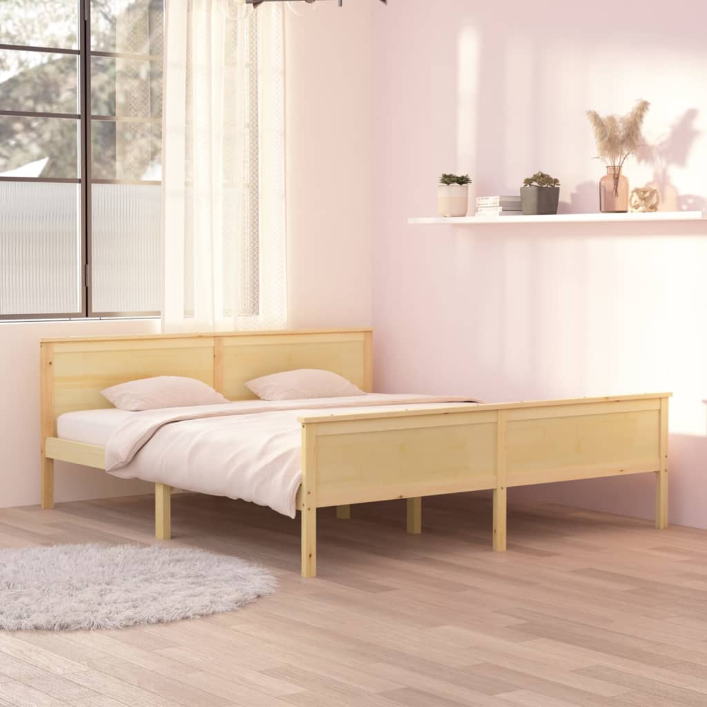 Bed Frame without Mattress Solid Wood Pine 180x200 cm Super King