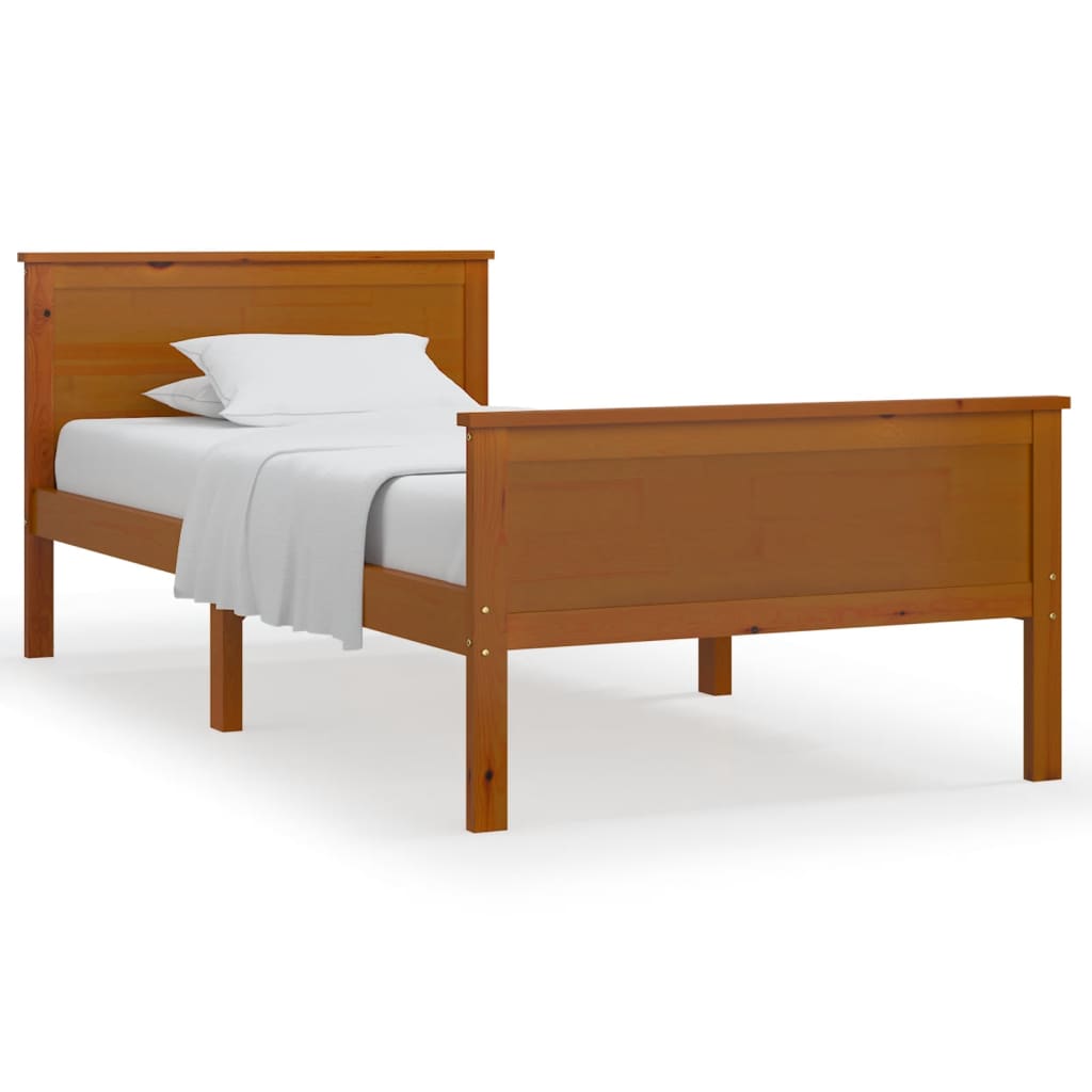 Bed Frame without Mattress Honey Brown Solid Wood Pine 100x200cm