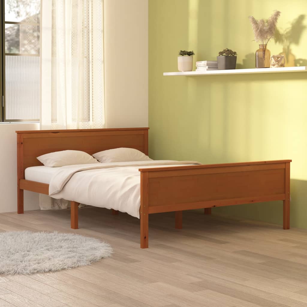 Bed Frame without Mattress Honey Brown Solid Wood Pine 120x200cm