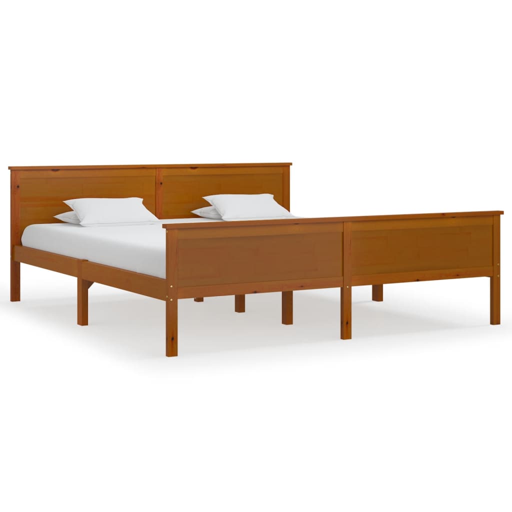 Bed Frame without Mattress Honey Brown Solid Wood Pine 180x200cm