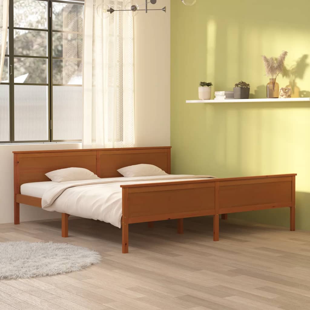 Bed Frame without Mattress Honey Brown Solid Wood Pine 200x200cm