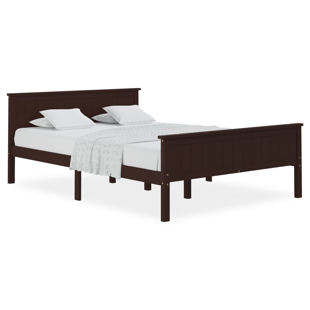 Bed Frame without Mattress Dark Brown Solid Wood Pine 120x200 cm