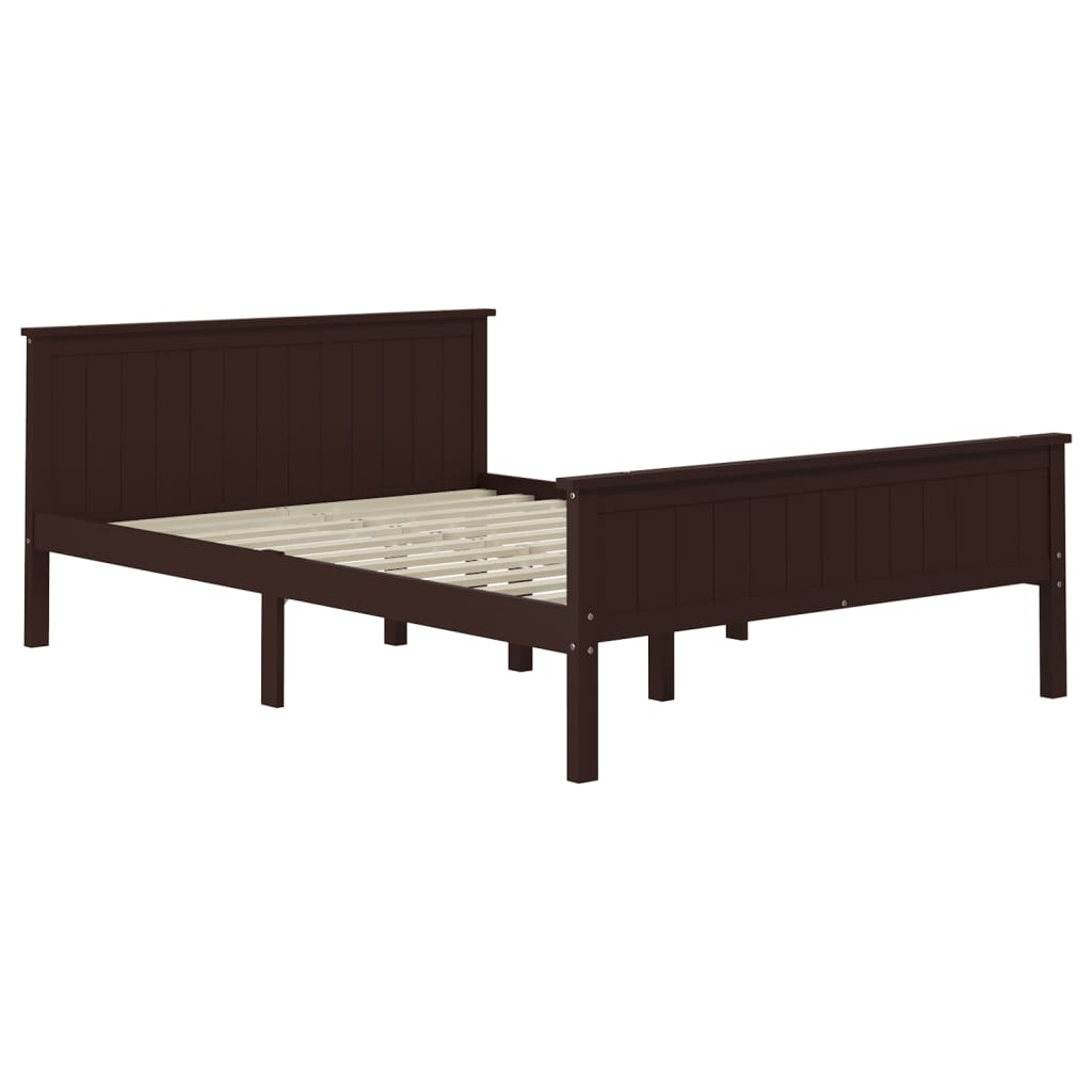 Bed Frame without Mattress Dark Brown Solid Wood Pine 120x200 cm