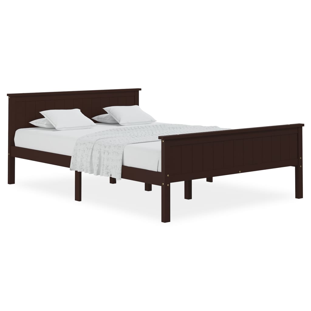 Bed Frame without Mattress Dark Brown Solid Wood Pine 160x200 cm