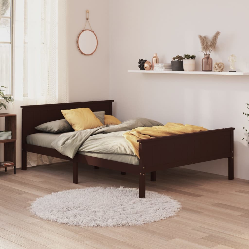 Bed Frame without Mattress Dark Brown Solid Wood Pine 160x200 cm