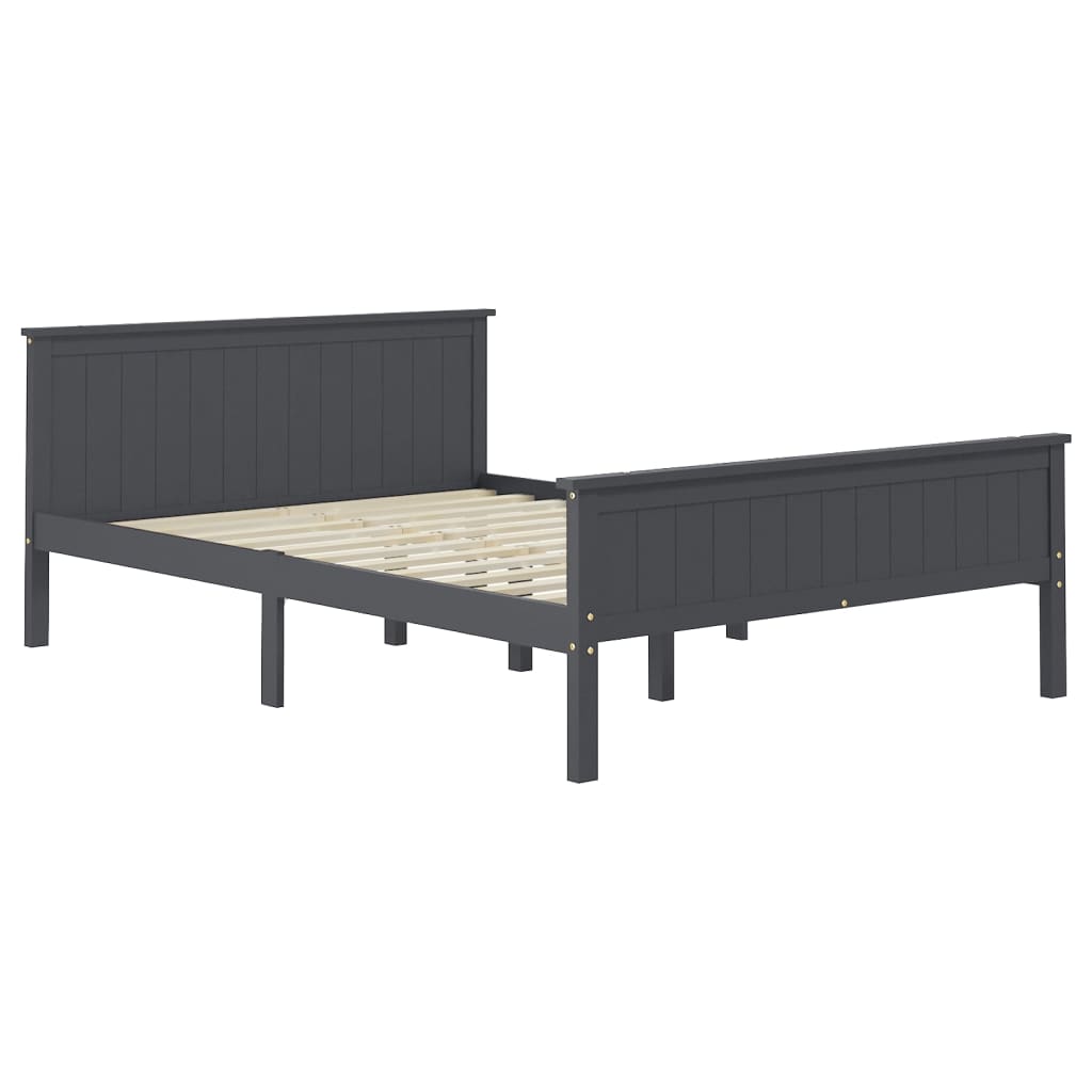 Bed Frame without Mattress Grey Solid Wood Pine 140x200 cm