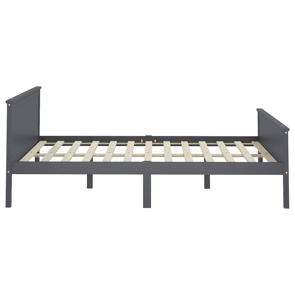 Bed Frame without Mattress Grey Solid Wood Pine 140x200 cm