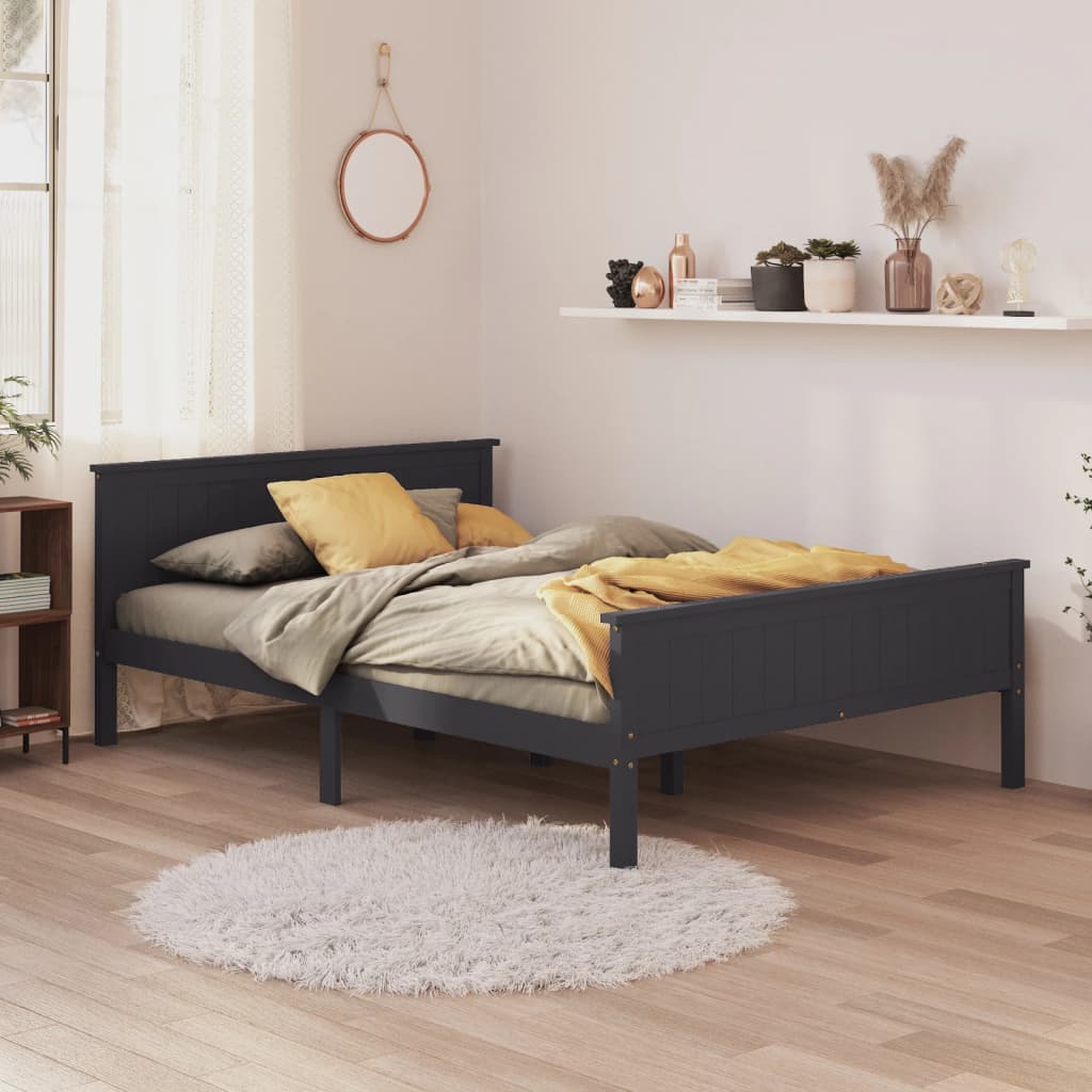 Bed Frame without Mattress Grey Solid Wood Pine 140x200 cm
