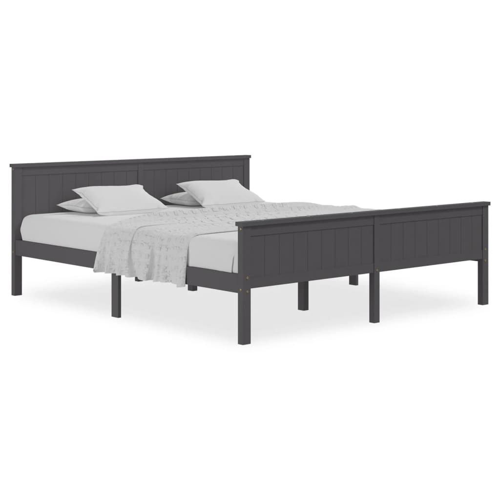 Bed Frame without Mattress Grey Solid Wood Pine 180x200 cm Super King