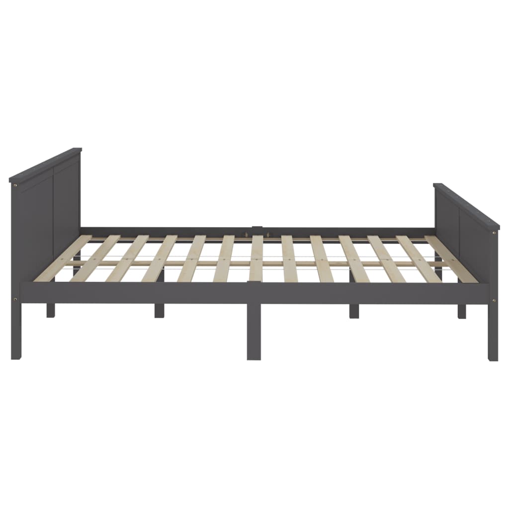 Bed Frame without Mattress Grey Solid Wood Pine 180x200 cm Super King