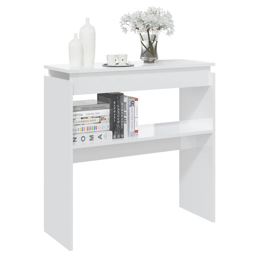 Console Table High Gloss White 80x30x80 cm Engineered Wood