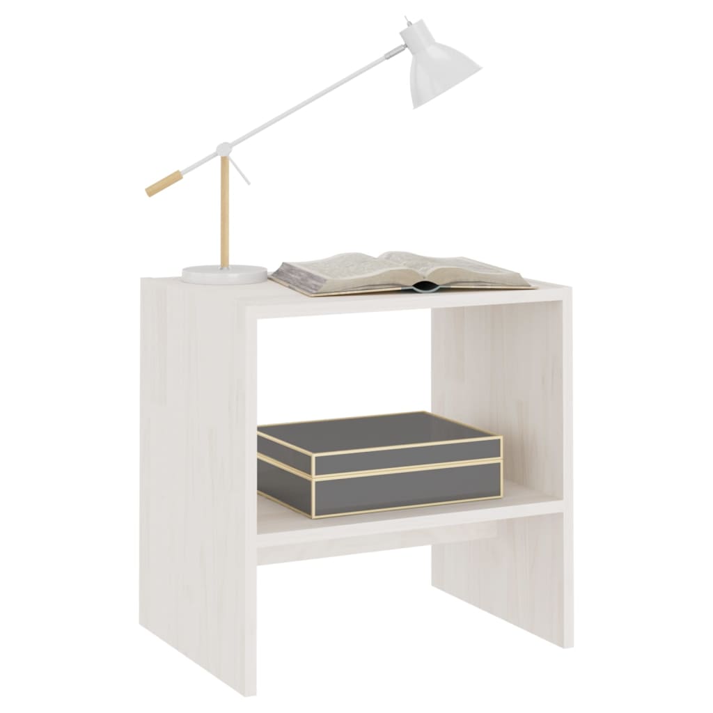 Bedside Cabinet White 40x30.5x40 cm Solid Pinewood
