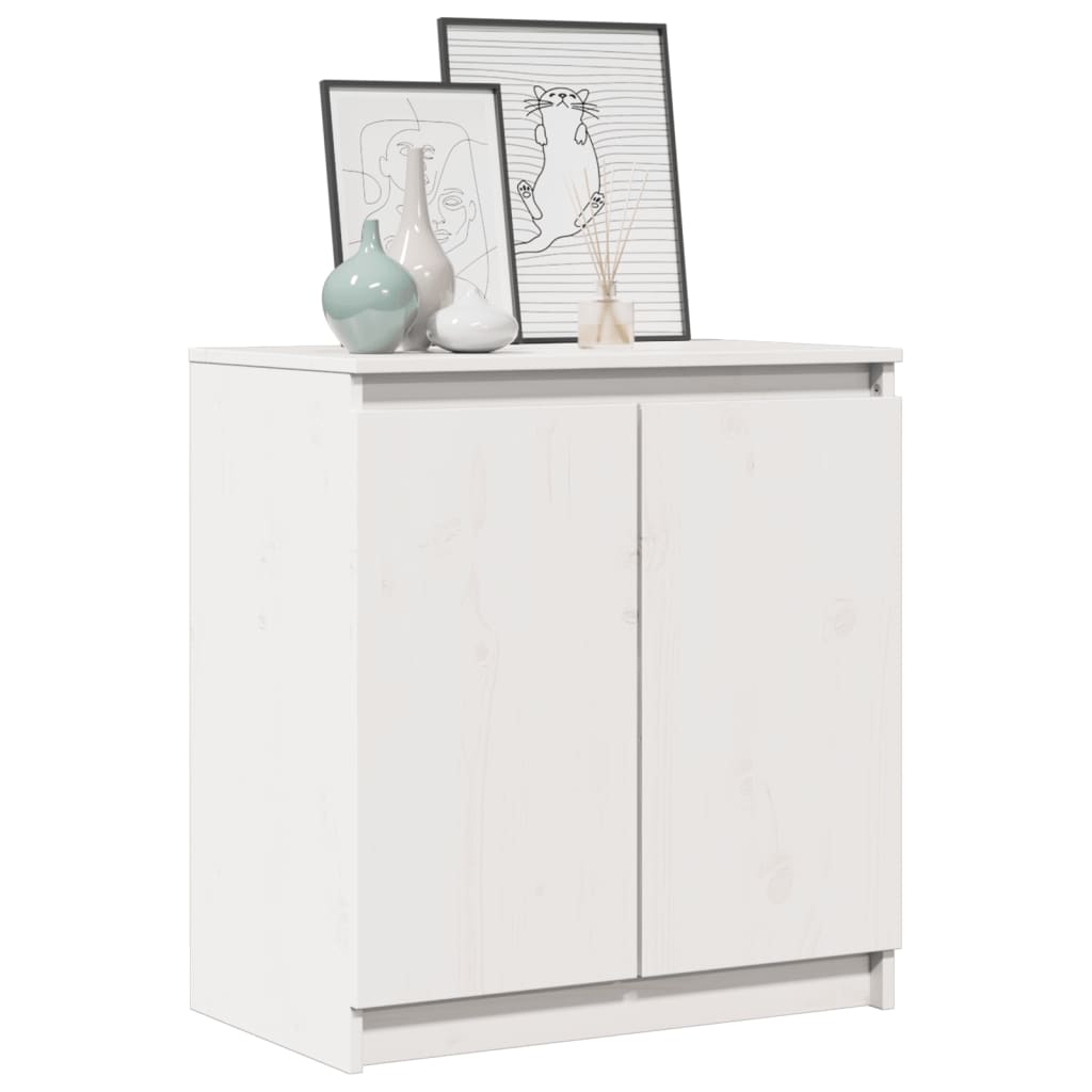 Side Cabinet White 60x36x65 cm Solid Pinewood