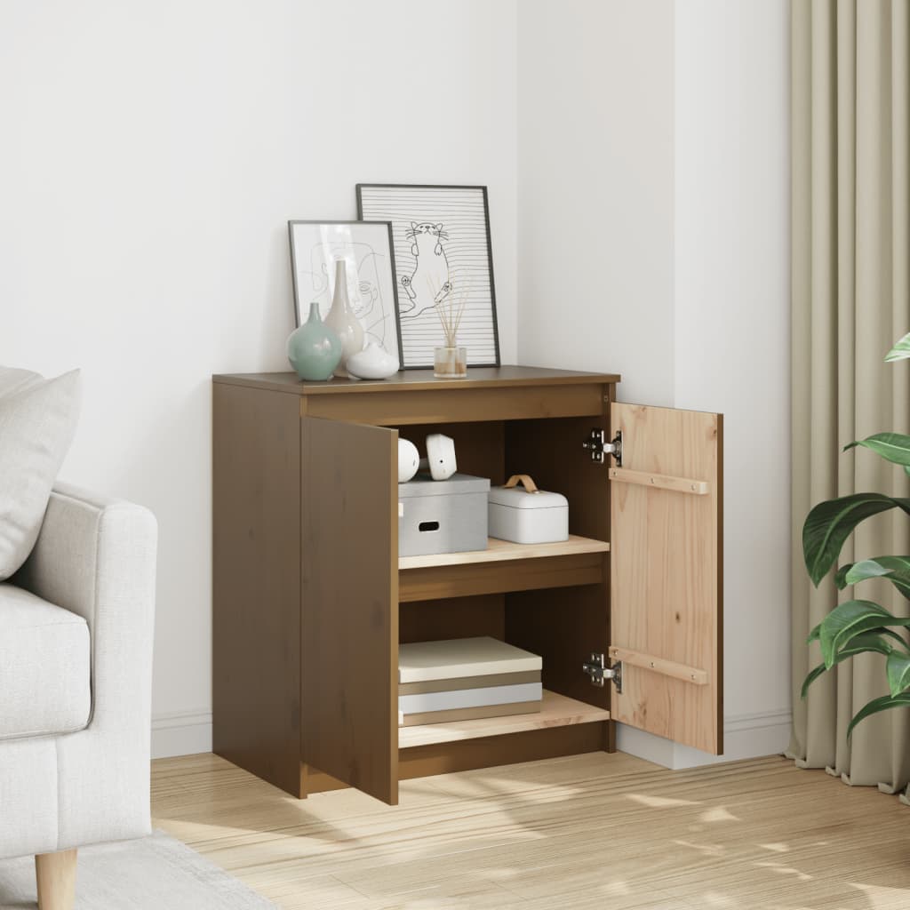 Side Cabinet Honey Brown 60x36x65 cm Solid Pinewood