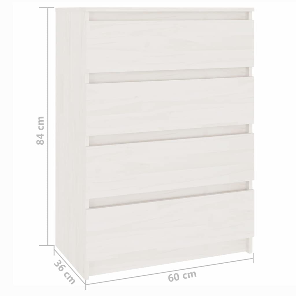 Side Cabinet White 60x36x84 cm Solid Pinewood