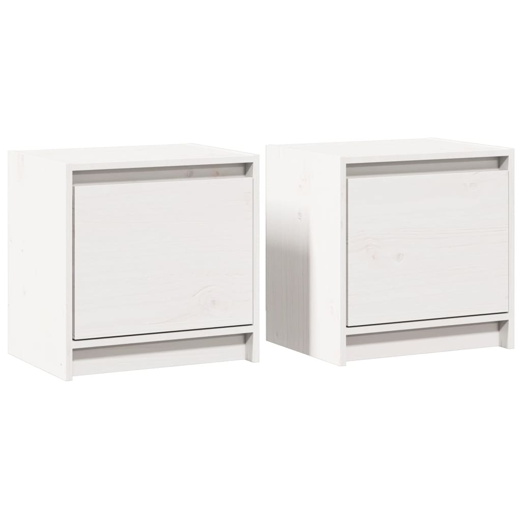 Bedside Cabinets 2 pcs White 40x30.5x40 cm Solid Pinewood