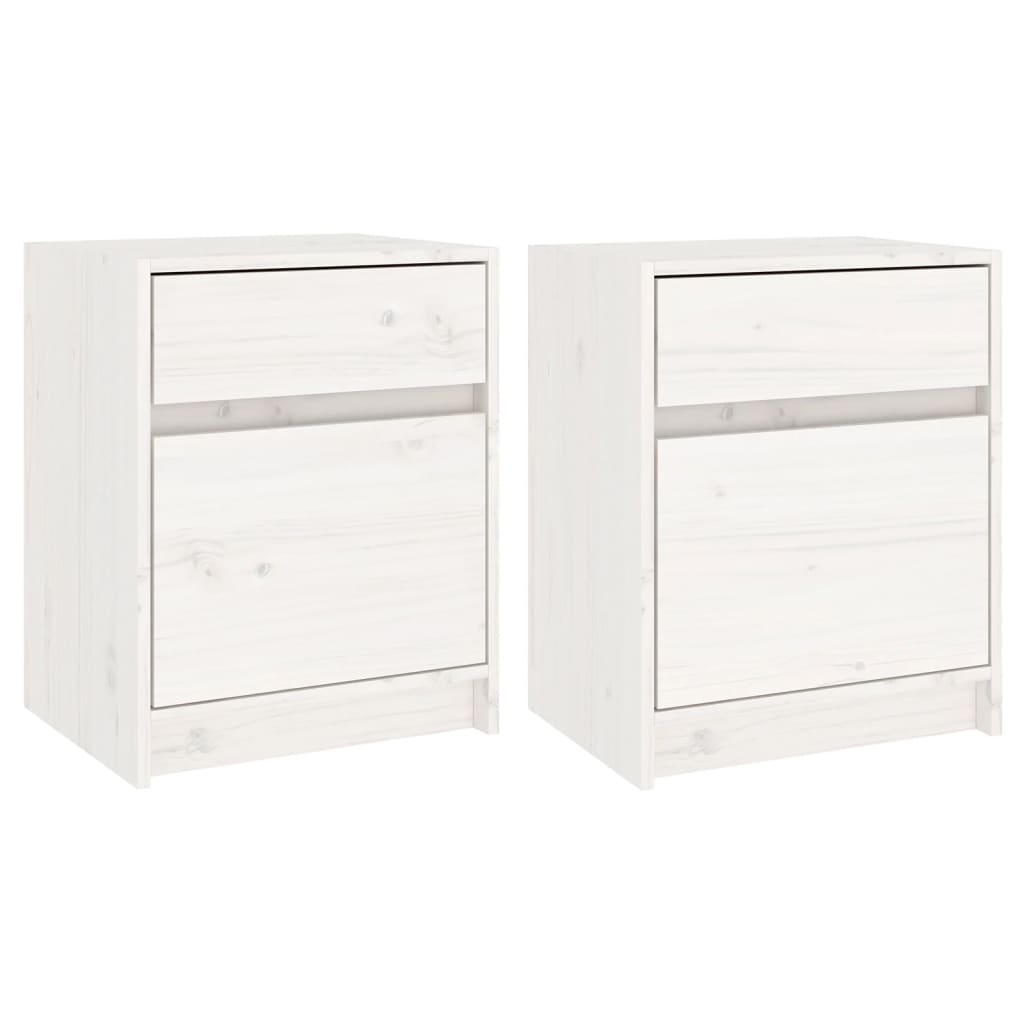 Bedside Cabinets 2 pcs White 40x31x50 cm Solid Pinewood