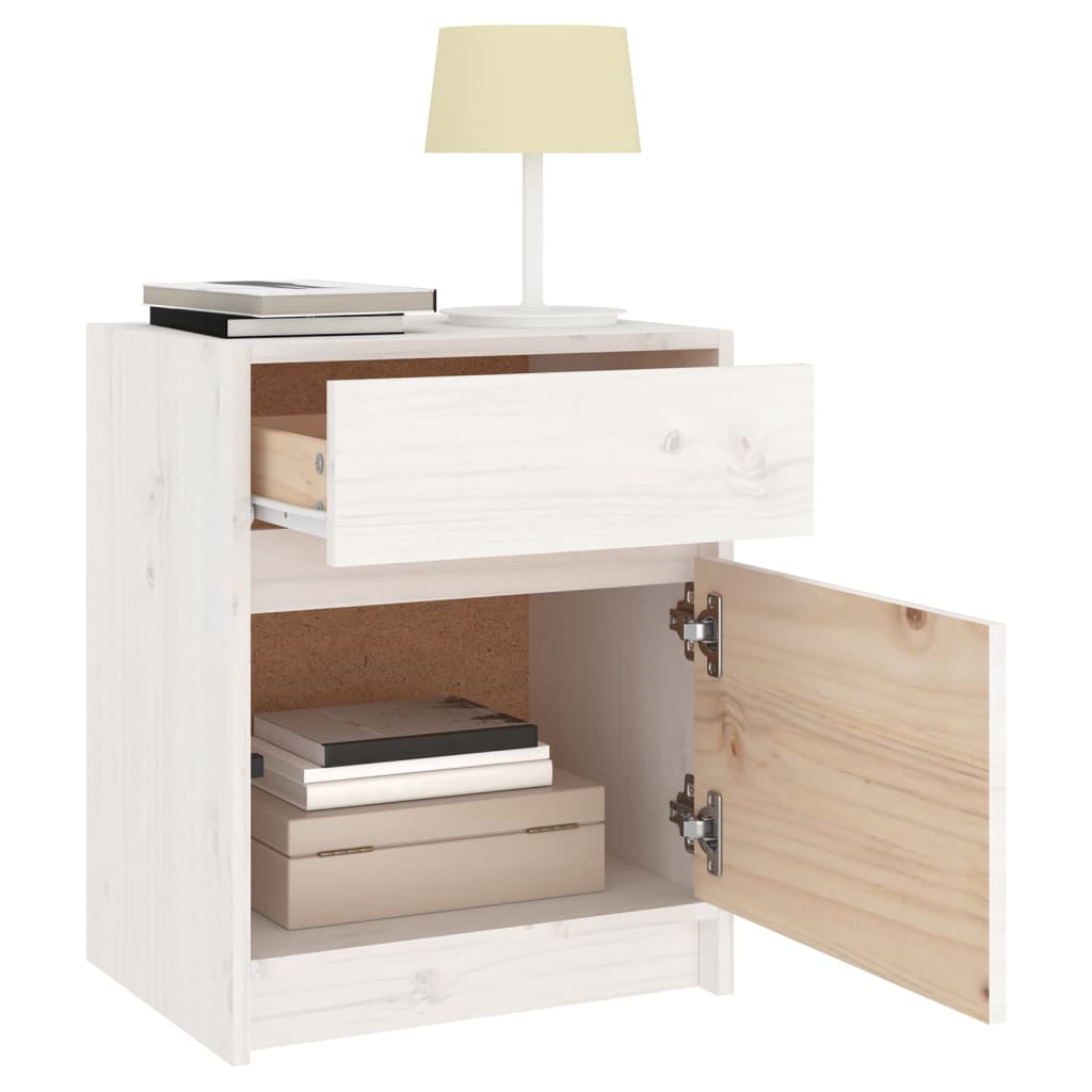 Bedside Cabinets 2 pcs White 40x31x50 cm Solid Pinewood