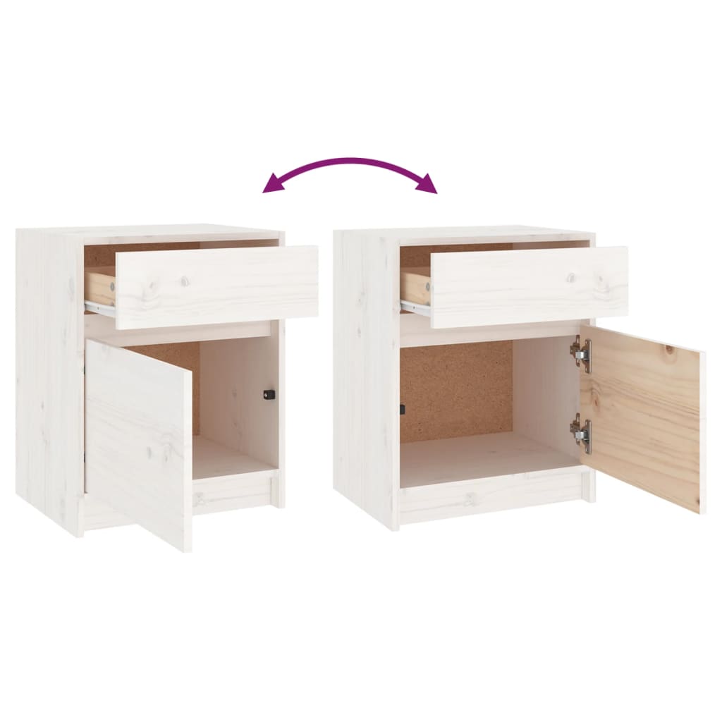 Bedside Cabinets 2 pcs White 40x31x50 cm Solid Pinewood