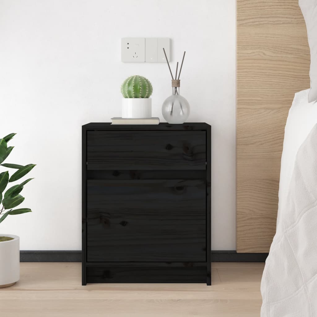Bedside Cabinets 2 pcs Black 40x31x50 cm Solid Pinewood