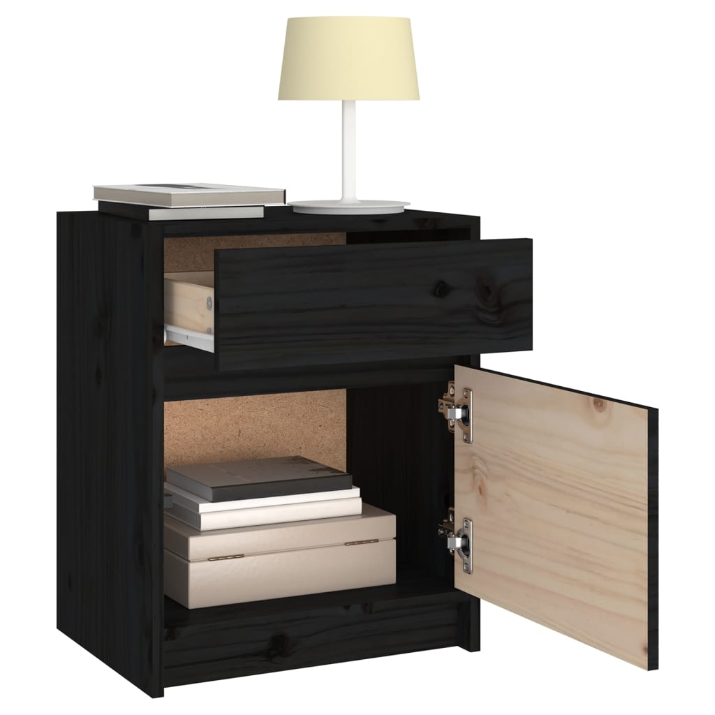 Bedside Cabinets 2 pcs Black 40x31x50 cm Solid Pinewood
