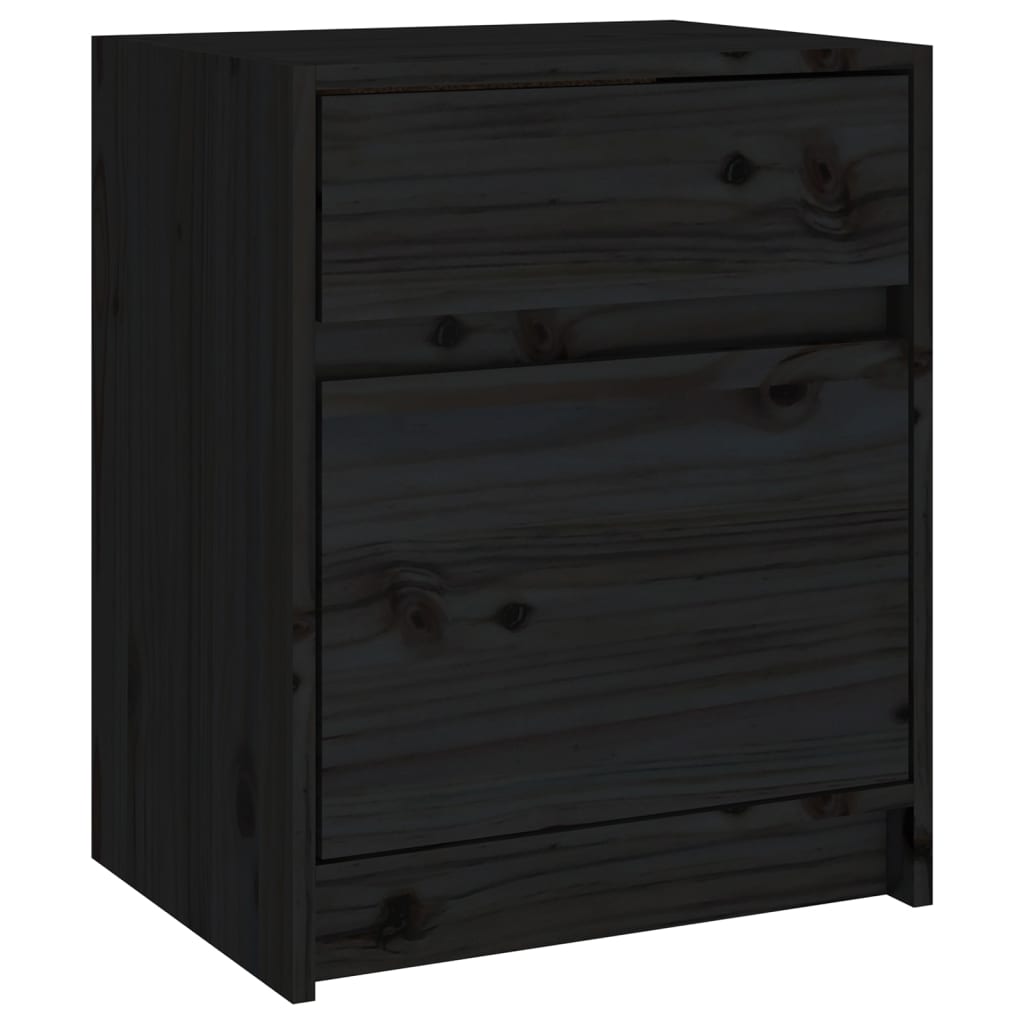 Bedside Cabinets 2 pcs Black 40x31x50 cm Solid Pinewood