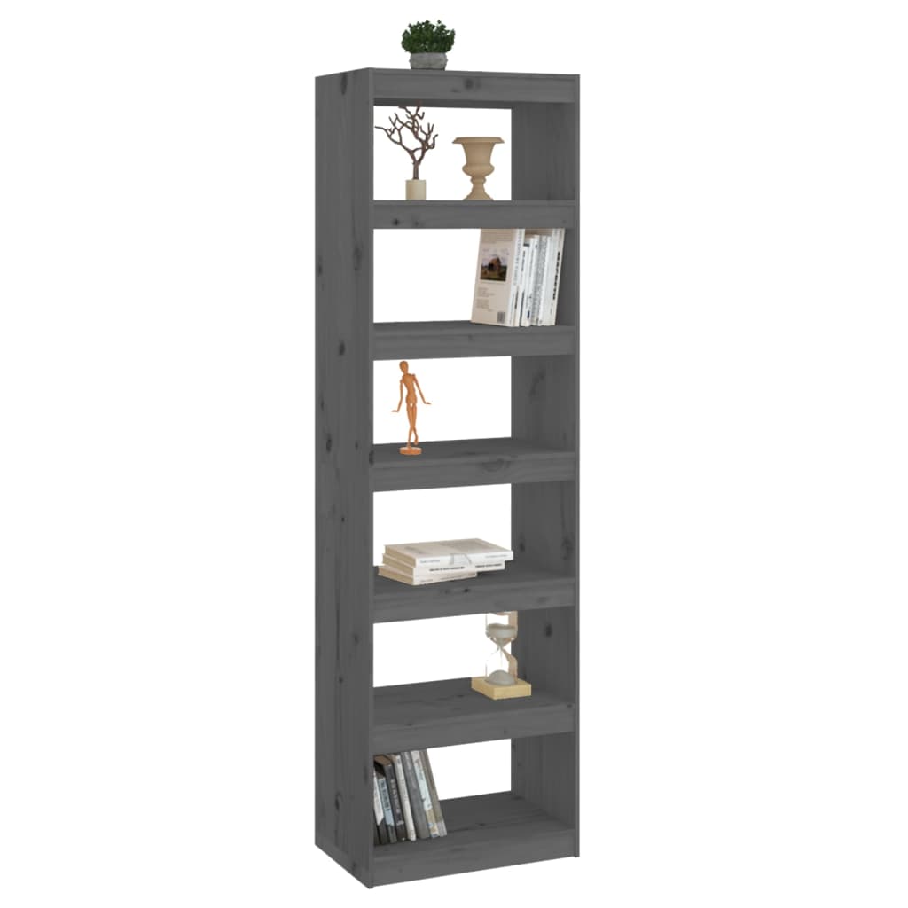 Book Cabinet/Room Divider Grey 60x30x199.5 cm Solid Wood Pine