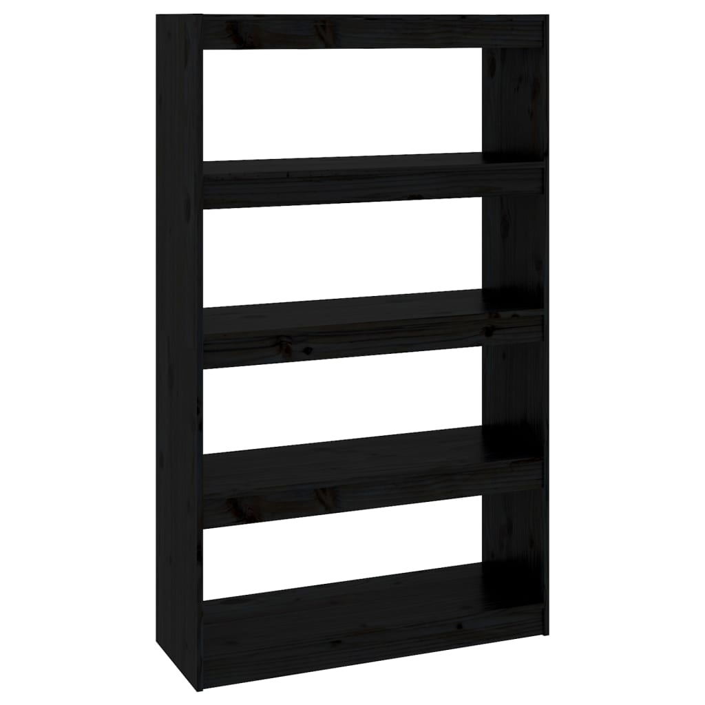 Book Cabinet/Room Divider Black 80x30x135.5 cm Solid Wood Pine