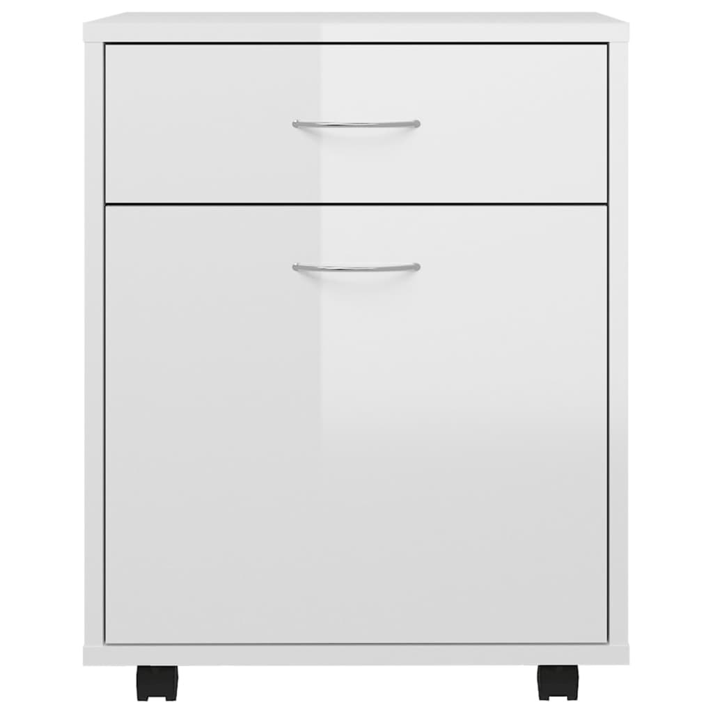 Rolling Cabinet High Gloss White 45x38x54 cm Engineered Wood