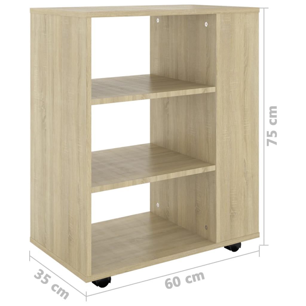Rolling Cabinet Sonoma Oak 60x35x75 cm Engineered Wood