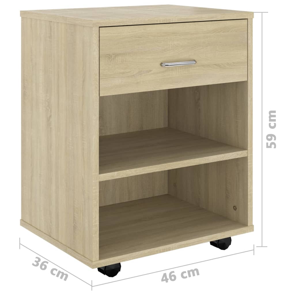Rolling Cabinet Sonoma Oak 46x36x59 cm Engineered Wood
