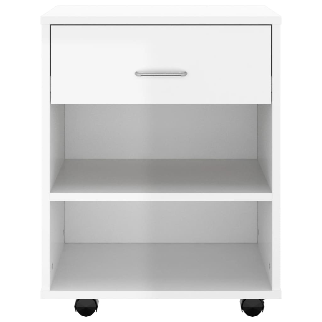 Rolling Cabinet High Gloss White 46x36x59 cm Engineered Wood