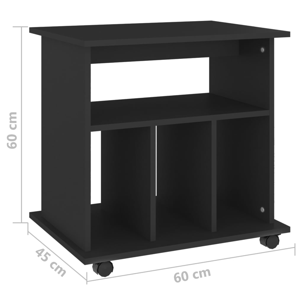 Rolling Cabinet Black 60x45x60 cm Engineered Wood