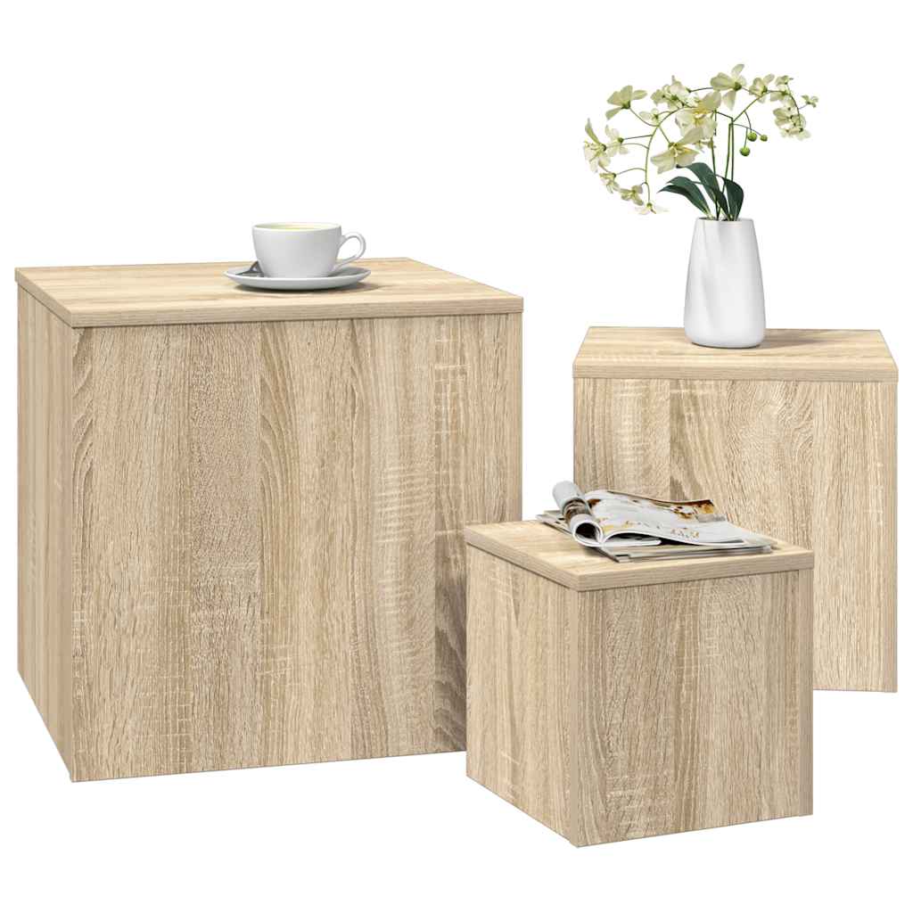 Side Tables 3 pcs Sonoma Oak Engineered Wood