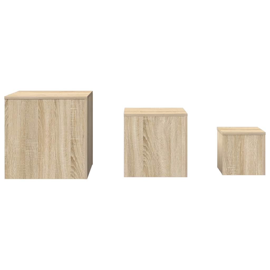 Side Tables 3 pcs Sonoma Oak Engineered Wood