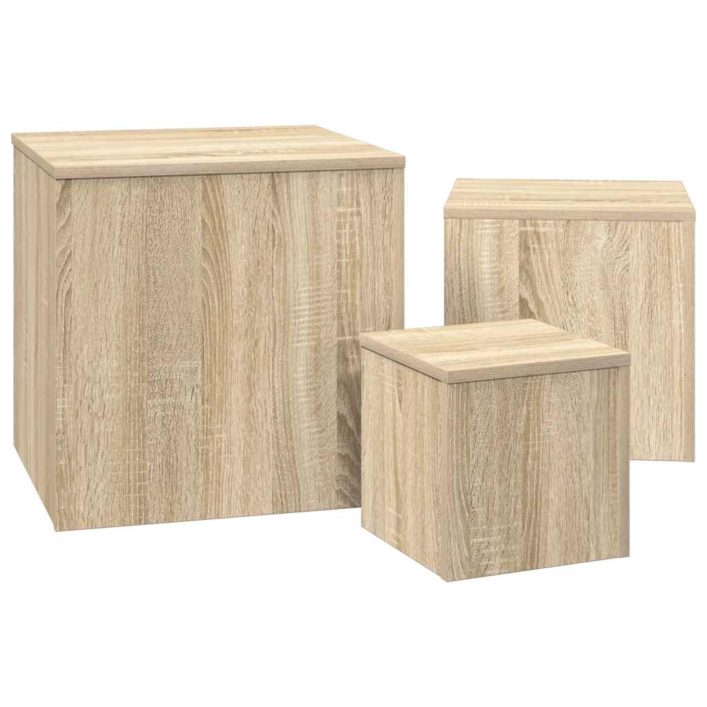 Side Tables 3 pcs Sonoma Oak Engineered Wood
