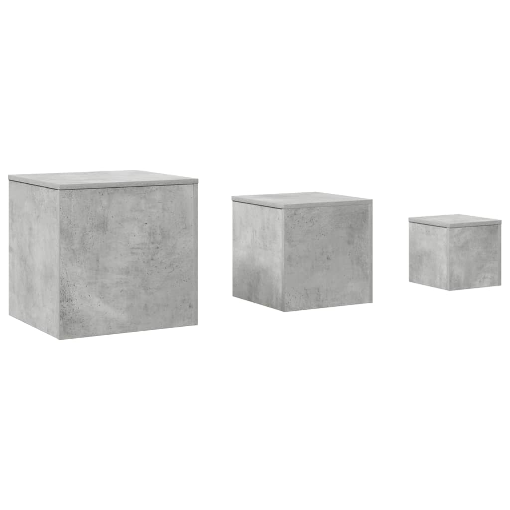 Side Tables 3 pcs Concrete Grey Engineered Wood