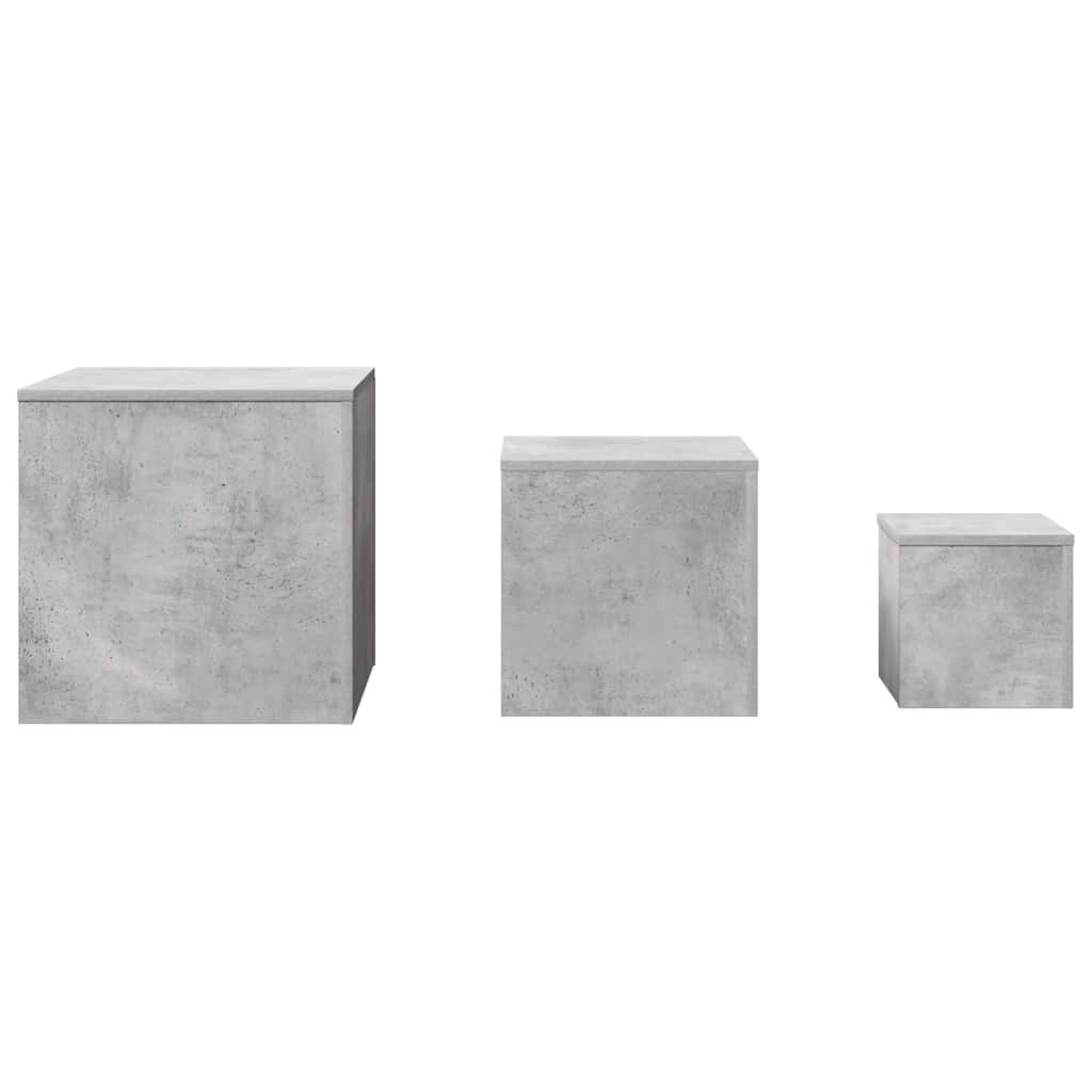 Side Tables 3 pcs Concrete Grey Engineered Wood