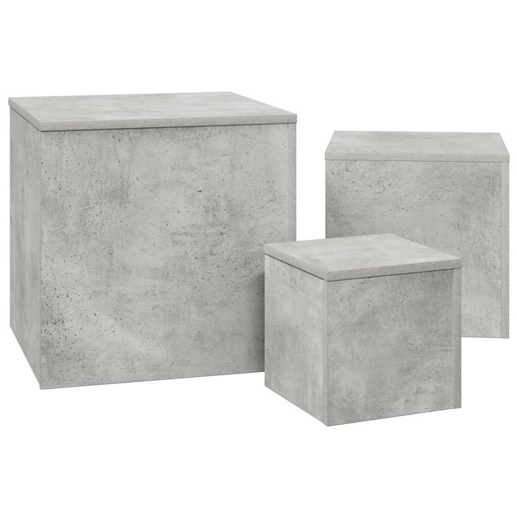 Side Tables 3 pcs Concrete Grey Engineered Wood