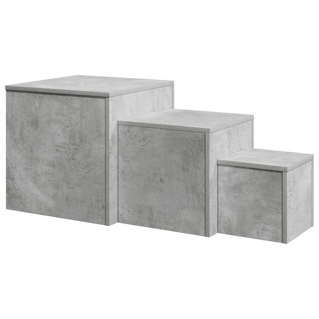 Side Tables 3 pcs Concrete Grey Engineered Wood