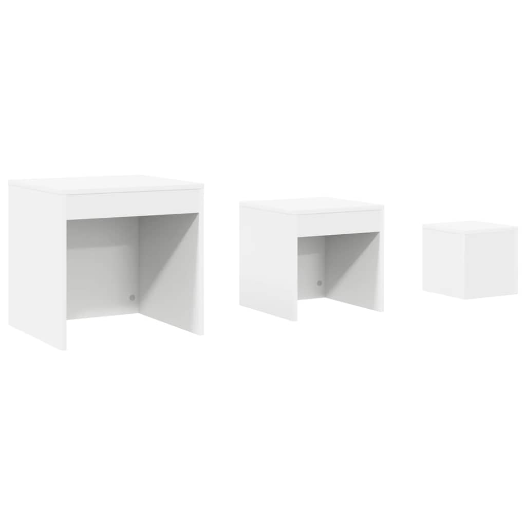 Nesting Tables 3 pcs White Engineered Wood