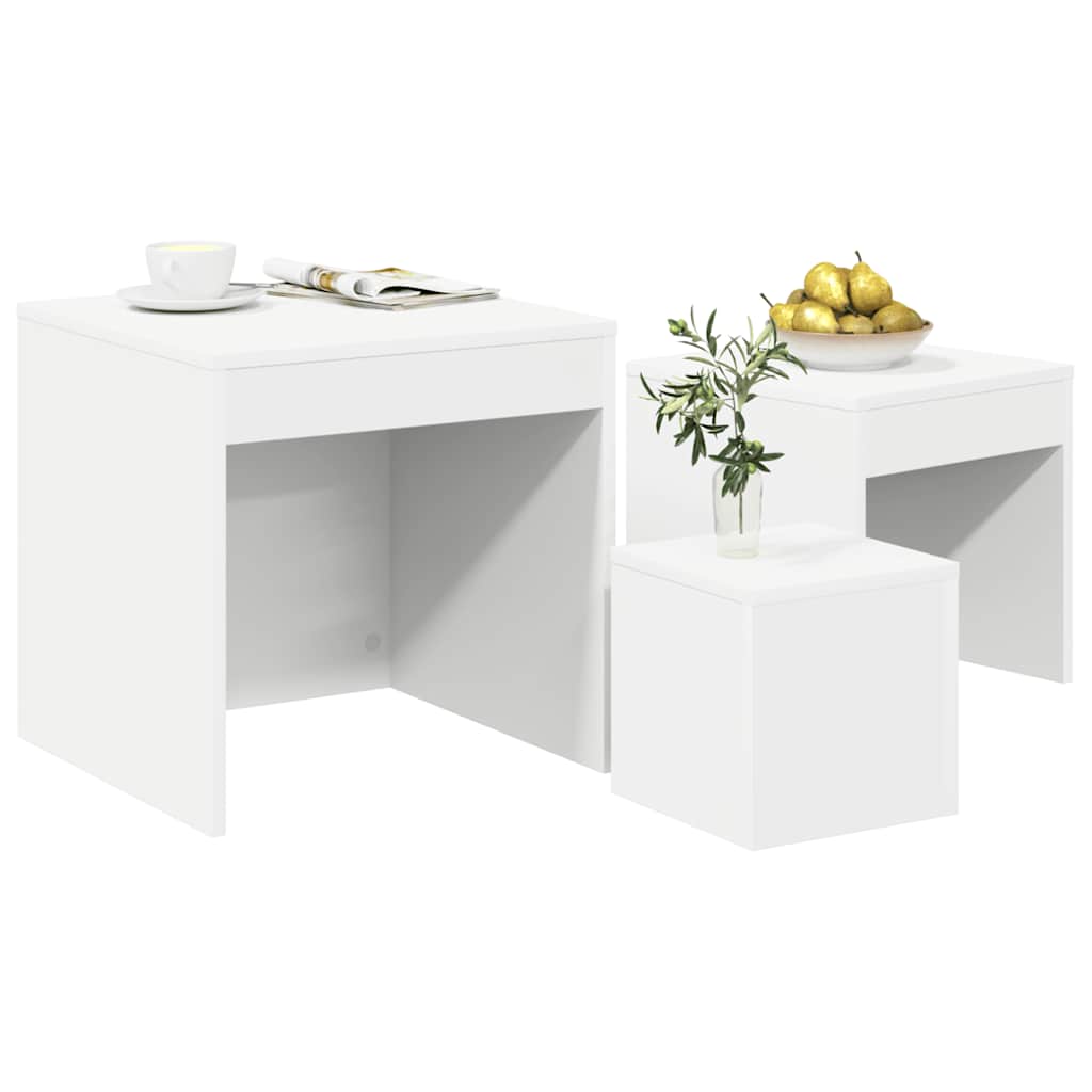 Nesting Tables 3 pcs White Engineered Wood