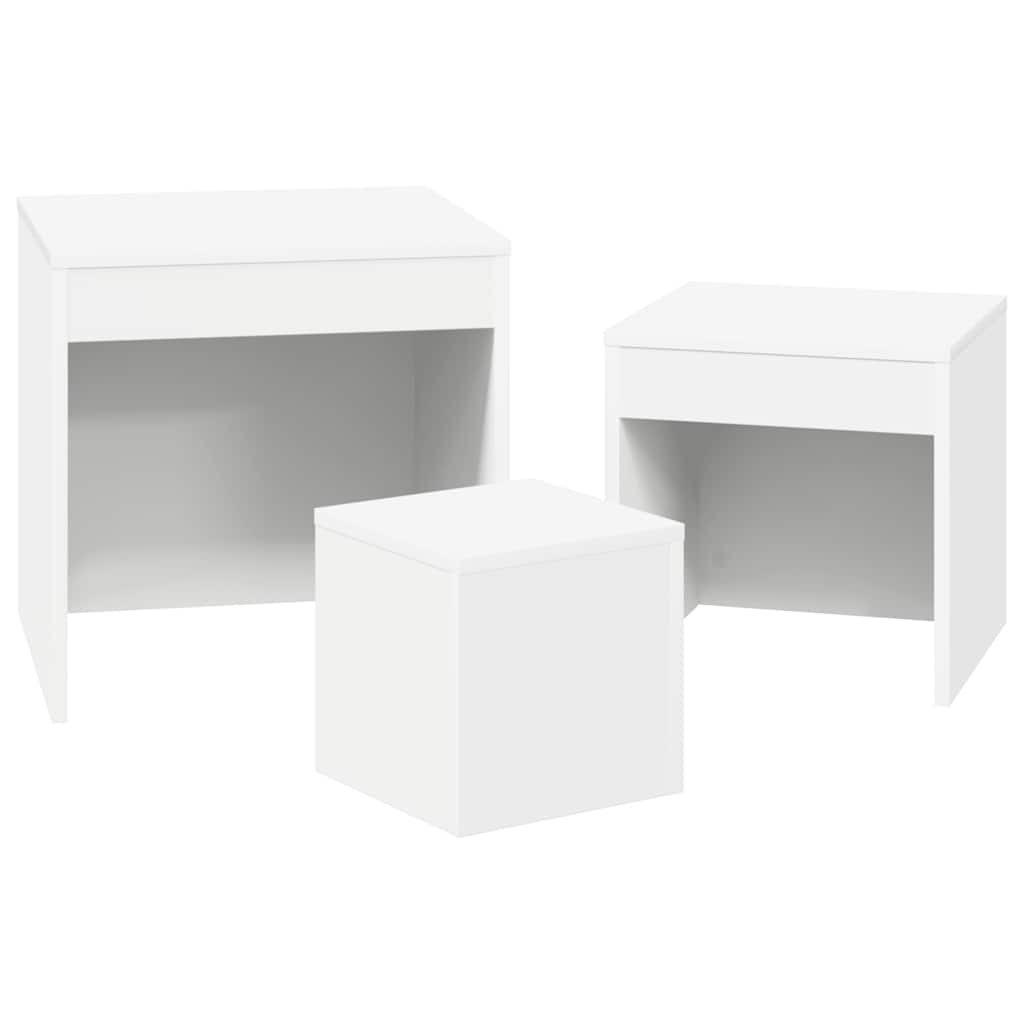 Nesting Tables 3 pcs White Engineered Wood
