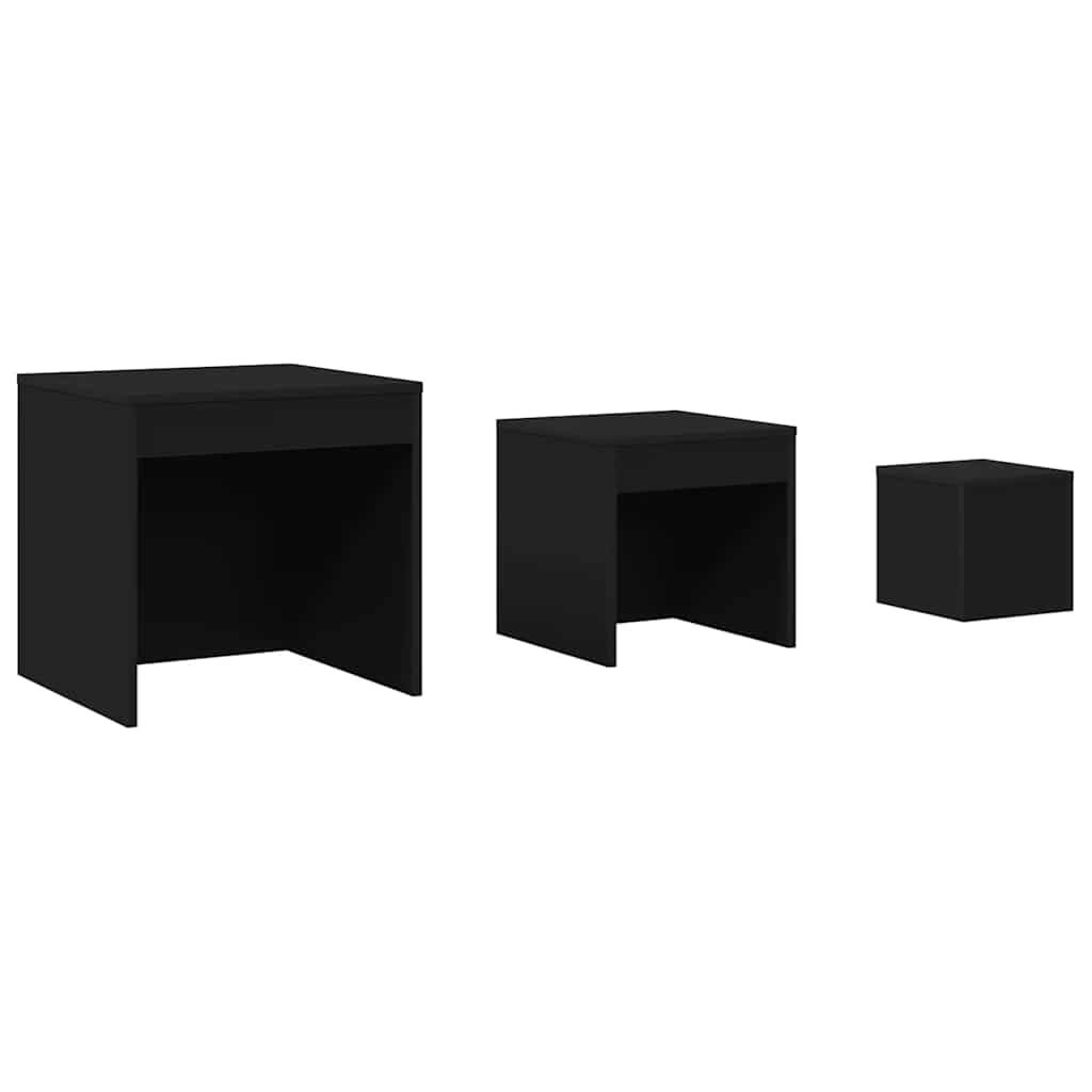 Nesting Tables 3 pcs Black Engineered Wood