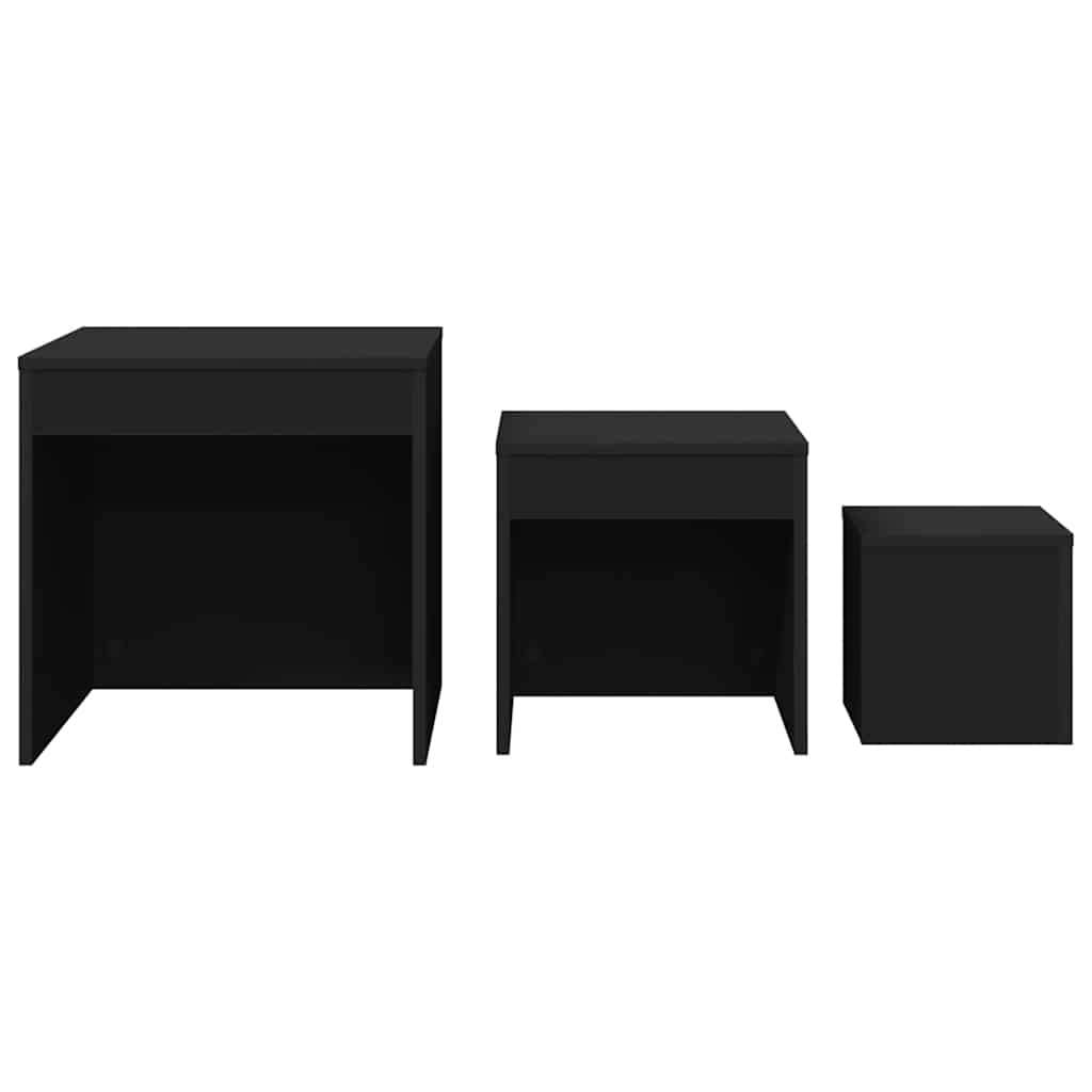 Nesting Tables 3 pcs Black Engineered Wood